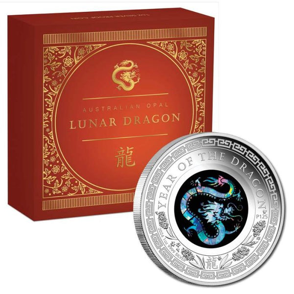 2024 $1 Year of the Dragon Opal 1oz Silver Proof Coin