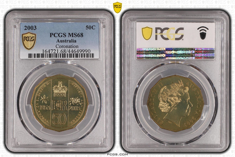 2003 50c Coronation Gold-Plated PCGS - MS68