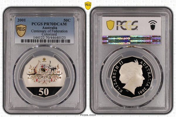 2001 50C Centenary of Federation Colorized PCGS PR70DCAM 123 POP 142/0