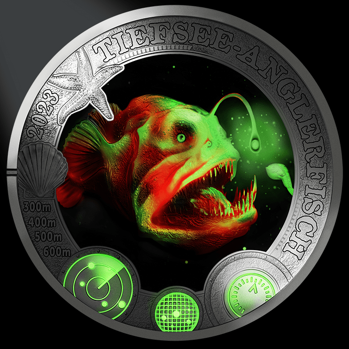 2023 €3 Luminous Marine Life Deep-Sea Anglerfish Brilliant Uncirculated Coin