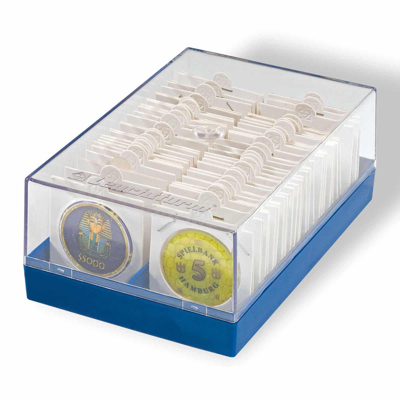 Plastic box for 100 coin holders - Blue