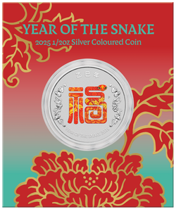 2025 Year of the Snake “FU” 1/2oz Silver Coloured coin in card