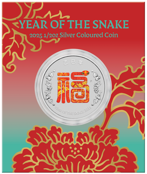 2025 Year of the Snake “FU” 1/2oz Silver Coloured coin in card