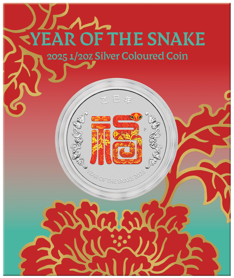 2025 Year of the Snake “FU” 1/2oz Silver Coloured coin in card