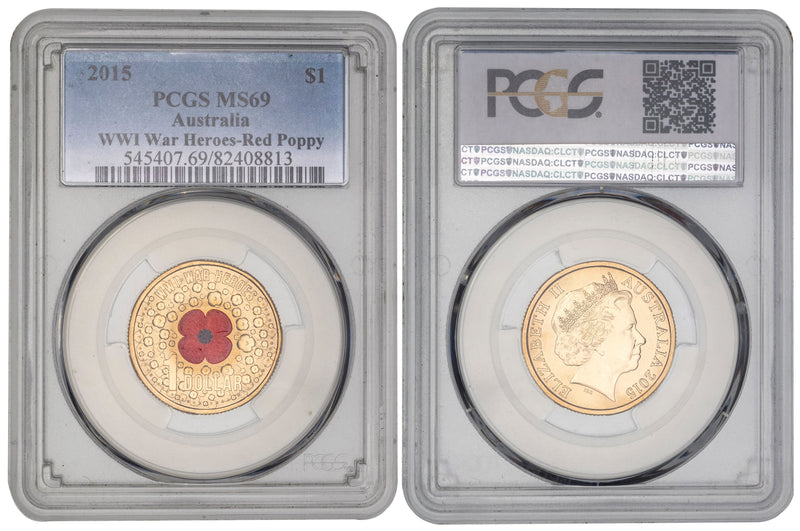 2015 $1 WWI War Heroes - Red Poppy PCGS MS69