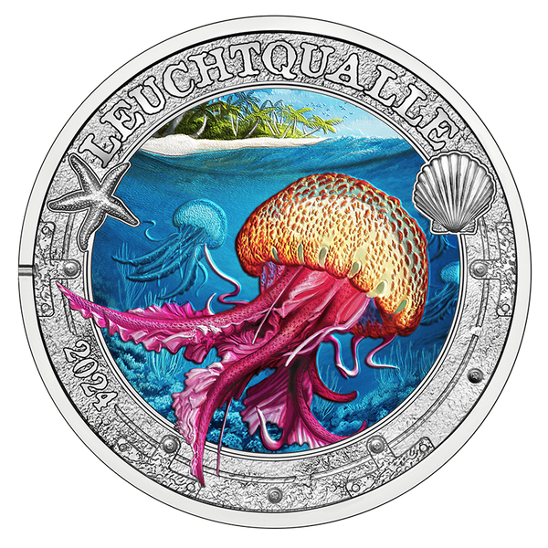 2024 €3 Luminous Marine Life Mauve Stinger Brilliant Uncirculated Coin