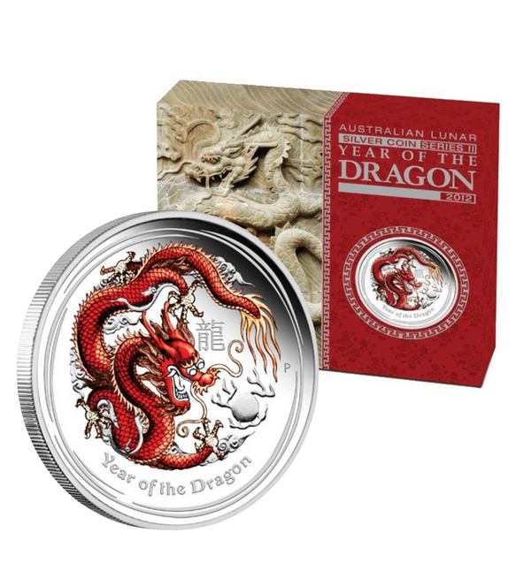 2012 50c Year of the Dragon Coloured 1/2oz Silver Proof Coin