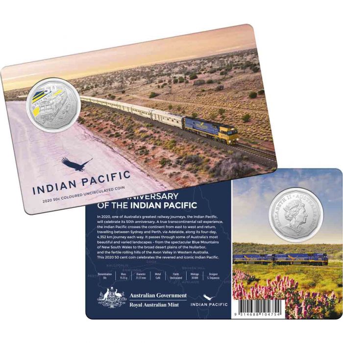 2020 50c 50th Anniversary of the Indian Pacific Uncirculated Coin
