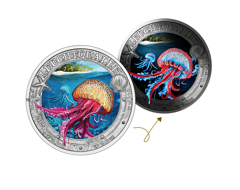 2024 €3 Luminous Marine Life Mauve Stinger Brilliant Uncirculated Coin