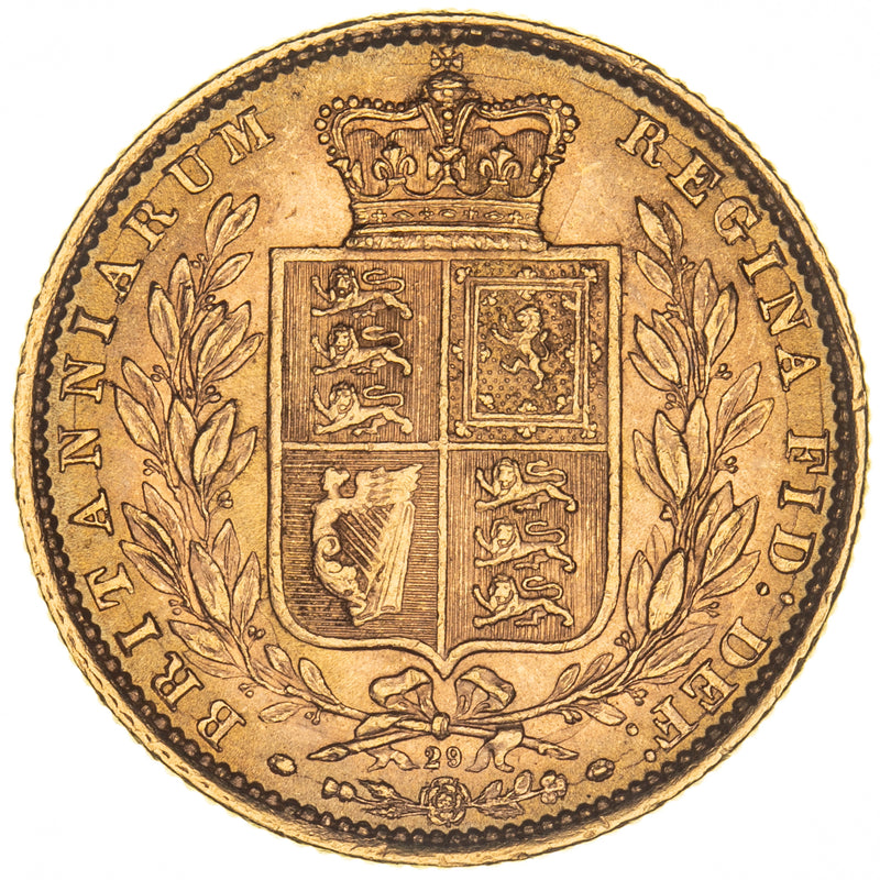 1872 Great Britain Queen Victoria Shield Sovereign Good Very Fine