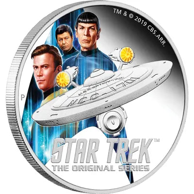 Tuvalu 2019 $2 Star Trek Enterprise and Crew 2oz Silver Proof Coin