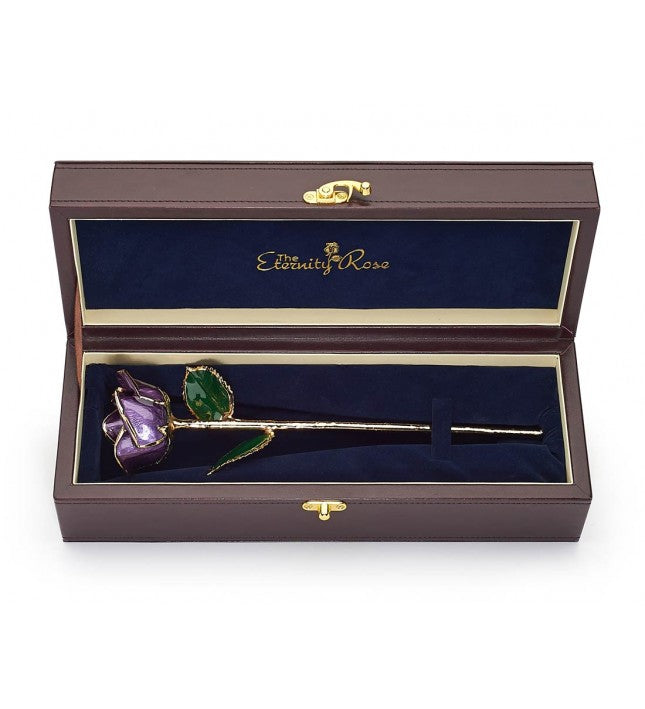 Eternity Rose - Purple in Leather Box