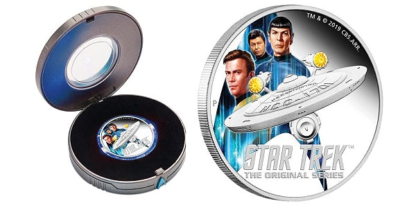 Tuvalu 2019 $2 Star Trek Enterprise and Crew 2oz Silver Proof Coin