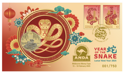 2025 $1 Year of the Snake Melbourne ANDA Coin & Stamp Cover