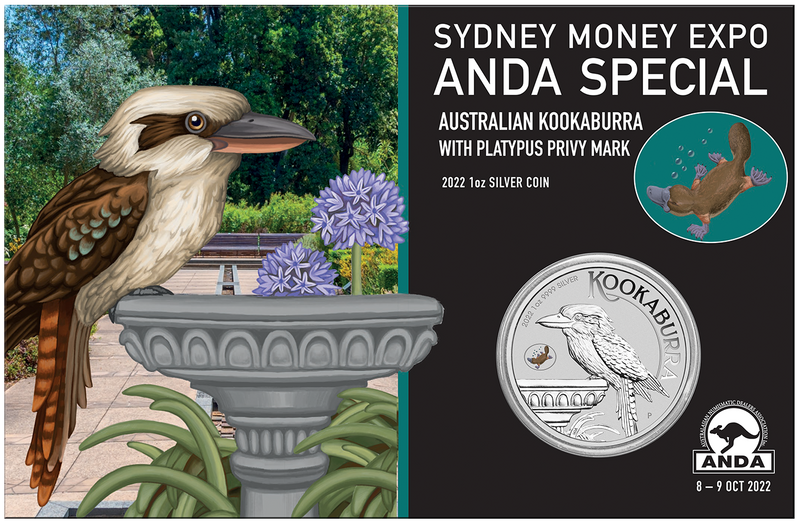 2022 $1 Sydney ANDA Expo Kookaburra - Platypus Privy Mark 1oz Silver Coin