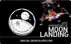2009 50c Moon Landing Anniversary Coloured Uncirculated Coin
