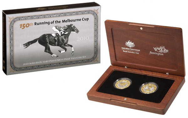 2010 50c 150th Running of the Melbourne Cup Anniversary Silver Proof Two-Coin Set