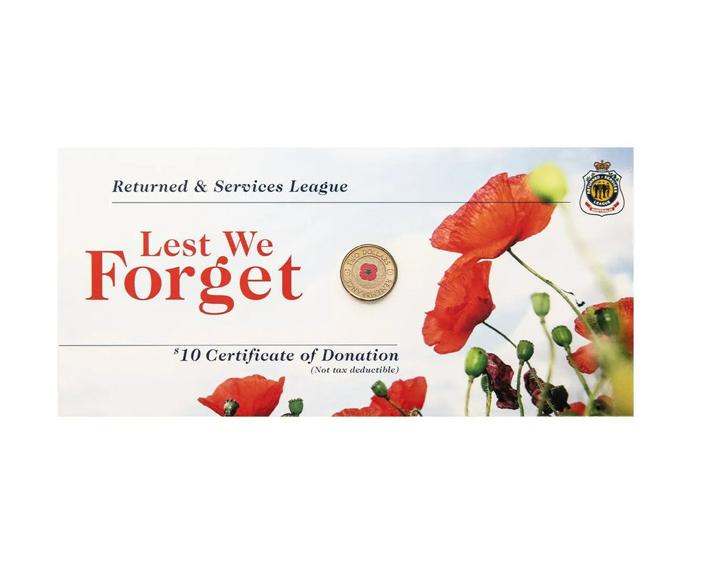 2012 $2 Remembrance Red Poppy Coin on RSL Card – Imperial Coins