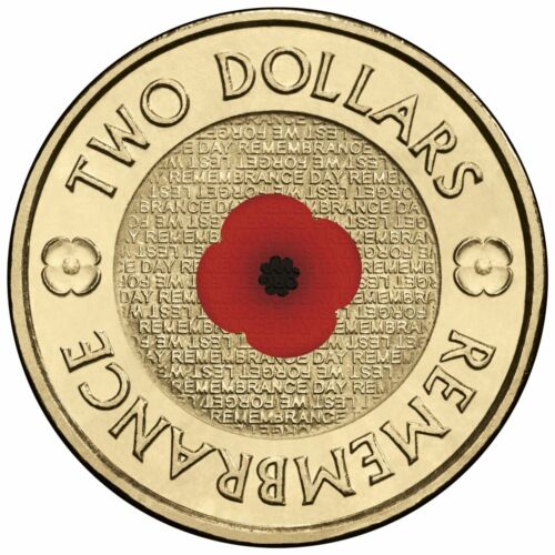 2012 $2 Remembrance Red Poppy Coin on RSL Card