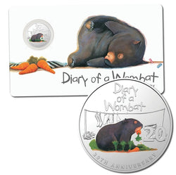 2022 20c The Diary of a Wombat 20th Anniversary Coloured Uncirculated Coin