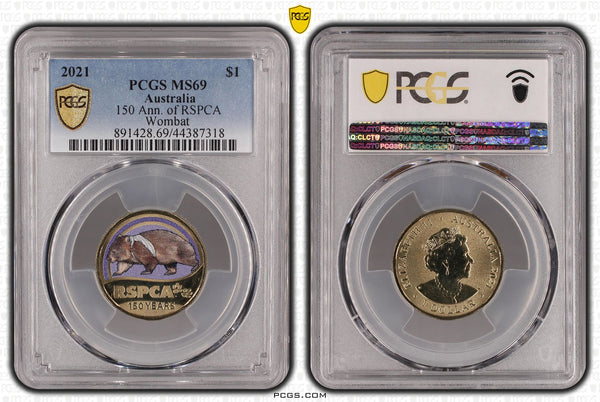 2021 $1 RSPCA 150th Anniversary Wombat PCGS MS69 POP 7/0