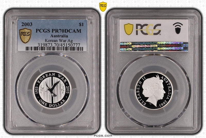 2003 $1 Korean War Silver Proof PCGS PR70DCAM POP 9/0
