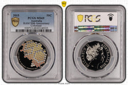 2015 50c RAM 50th Anniversary Colourised PCGS MS69