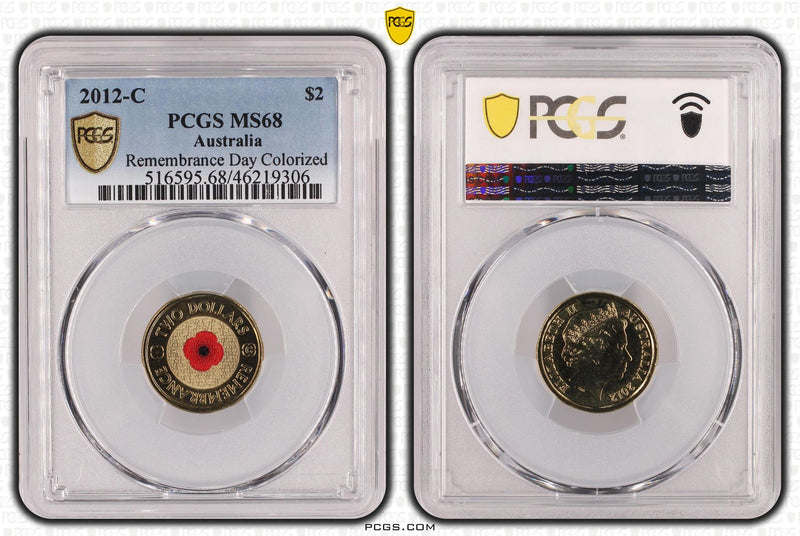 2012 $2 Remembrance Day Red Poppy 'C' Mintmark PCGS MS68