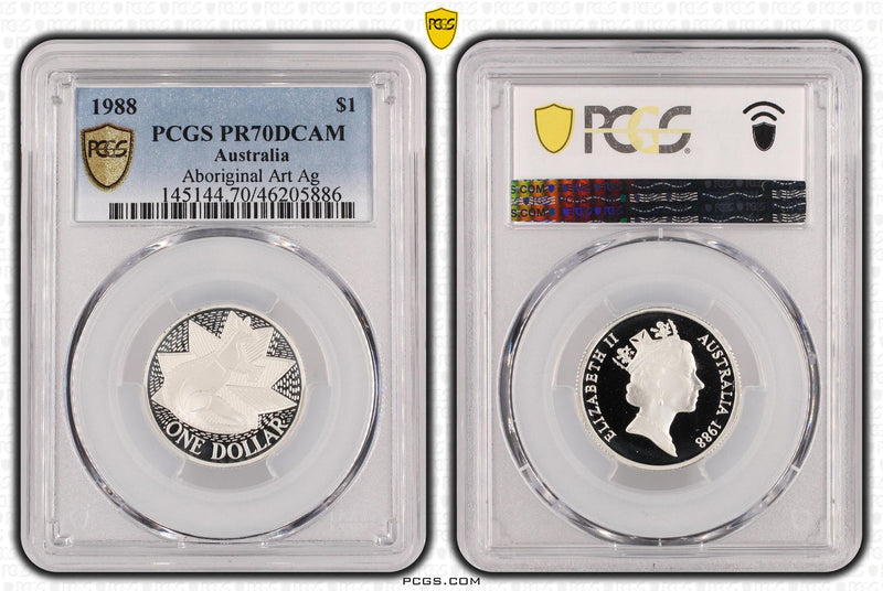 1988 $1 Aboriginal Art Silver PCGS PR70DCAM