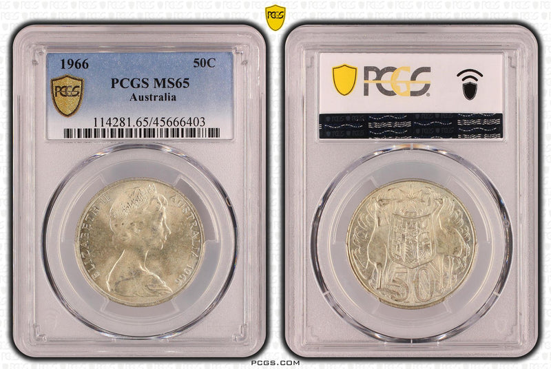 1966 Australia 50C PCGS - MS65