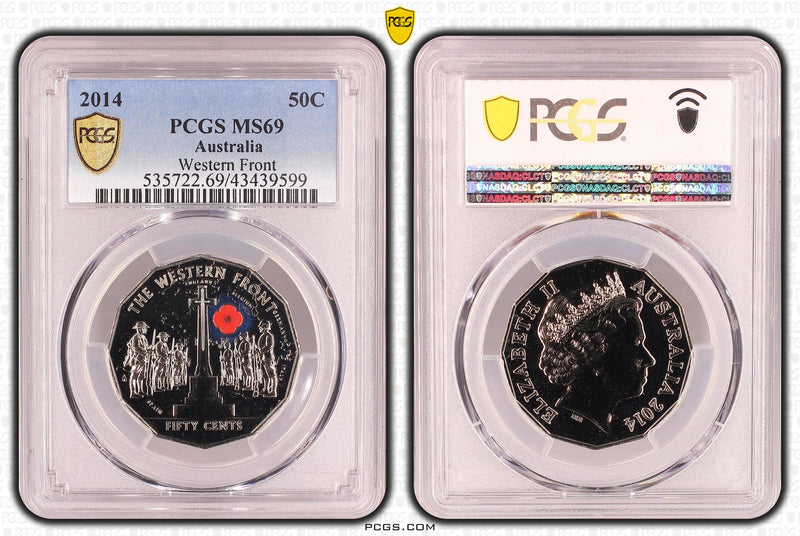2014 50c Western Front Red Poppy PCGS MS69