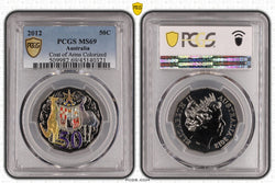 2012 50c Coat of Arms Colourised PCGS MS69