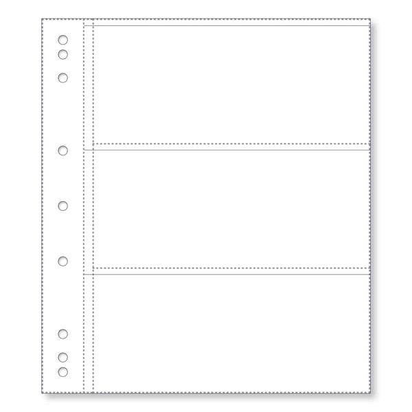 Banknote Pages - 3 Pocket - 10 Pack