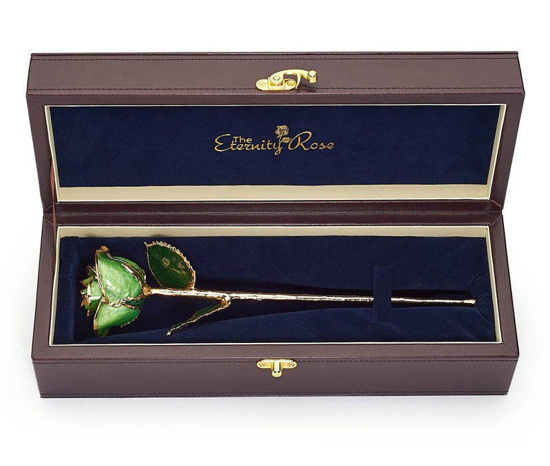 Eternity Rose - Light Green in Leather Case