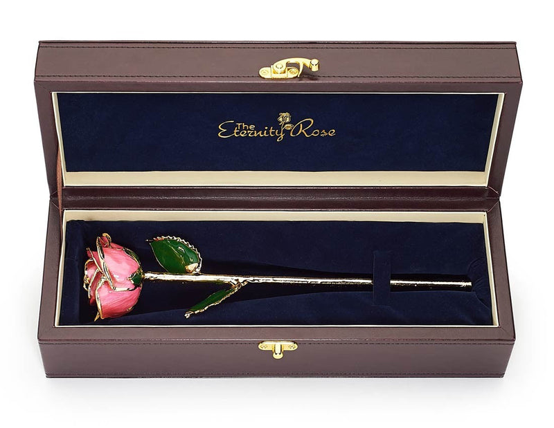 Eternity Rose - Pink in Leather Case