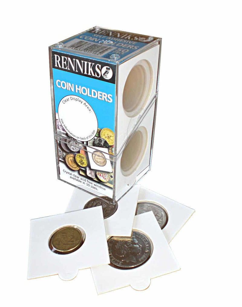 Self-Adhesive Coin Holders - 37.5mm - Pack of 50